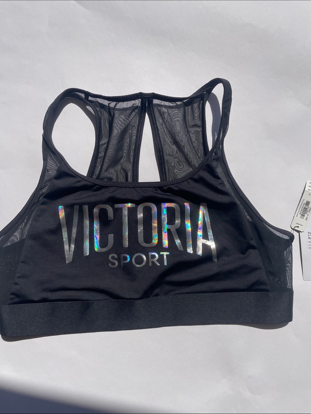 Victoria's Secret Black Sports Bra with Holographic Logo